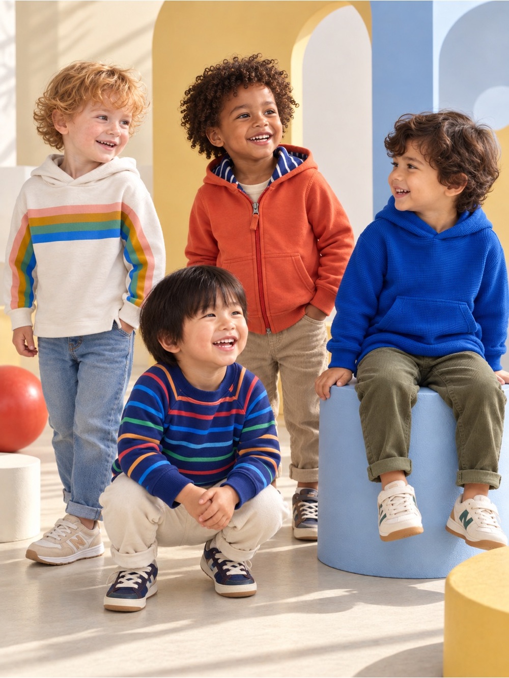 Hanna Andersson + Primary 4 Pc Sweatshirt Hoodie Bundle Rainbow, 3T